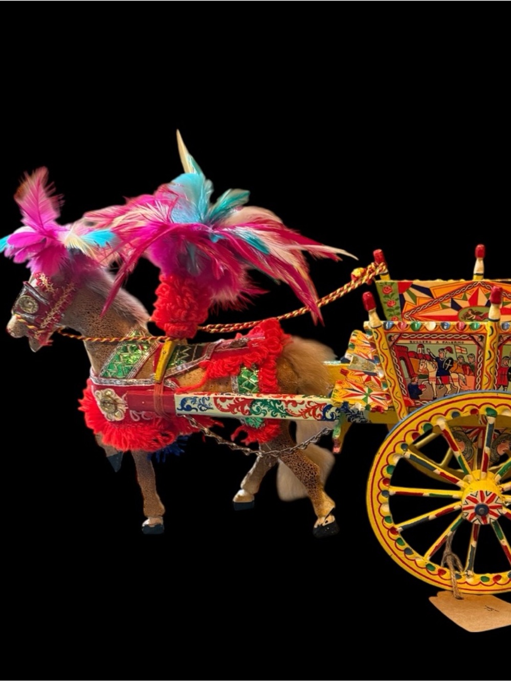 Vintage display by Ferrara Confectionaries of a Sicilian cart and horse